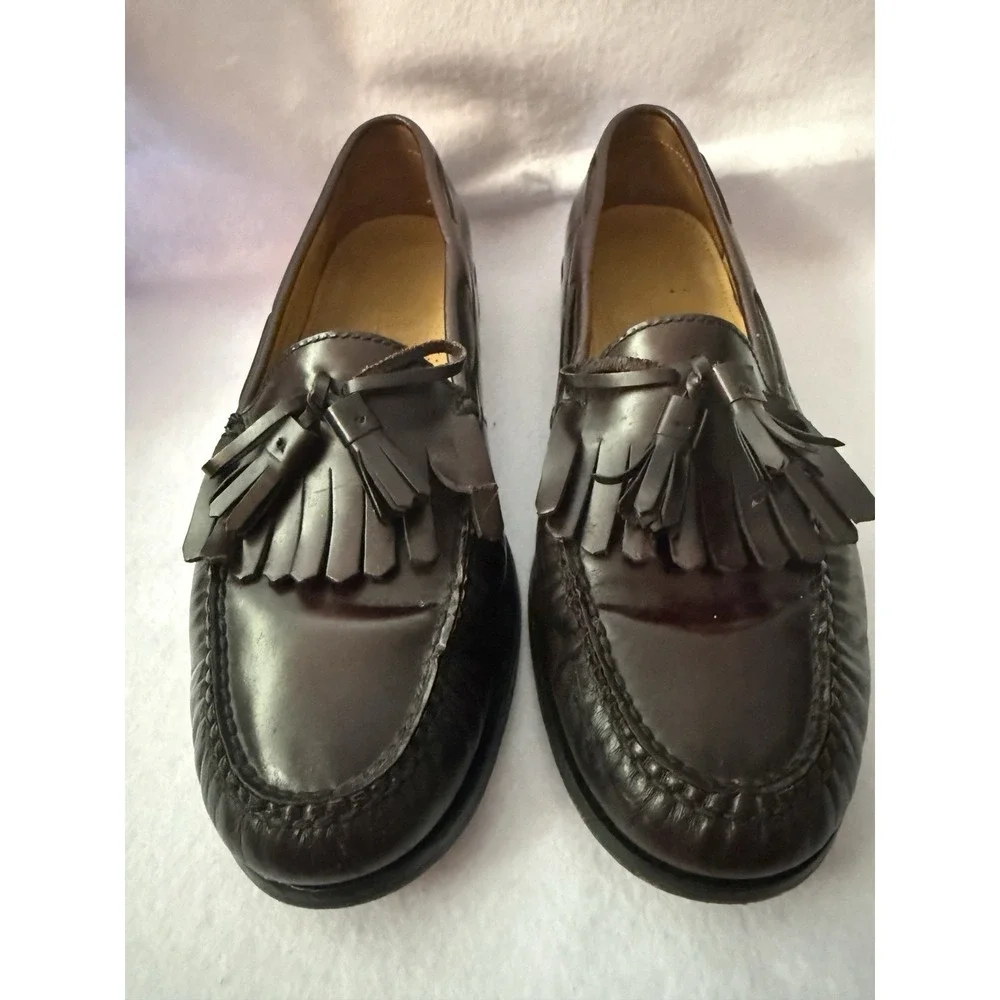 Vintage Cole Haan Mens 10D Slip On Tassel Loafers Leather Preppy Dress Shoes